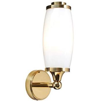 Transparent Loop IP44 Wall Fixture – Enclosed Glass Shade, 3.5W LED, Polished Brass
