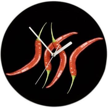 WENKO 25340100 Wanduhr „Peperoni“ – gehärtetes Glas, 27 × 3 × 27 cm, Mehrfarb-Design