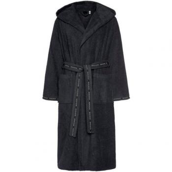 Bruno Banani Herrenbademantel Danny Hotel‑Style – Walkfrottee mit Logostreifen (Anthrazit)