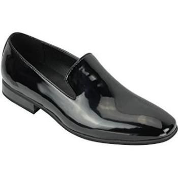 Comfort‑First Black Faux Patent Leather Slip‑On Shoes for Men – XPOSED – Size 10