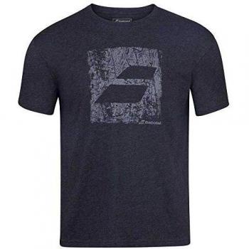 Babolat Herren‑Tee „Big Flag Exercise“ – Dunkles Schwarz, melierte Struktur
