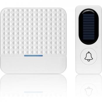 Sonnette sans fil solaire, portée 300M, veilleuse, prise US/EU/UK, 52 mélodies, blanc, étanche