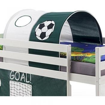 Tunnel cabane pour lit surélevé en coton motif foot vert et blanc