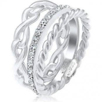 ELLI Ring Set Infinity Kristalle 925 Silber für Damen
