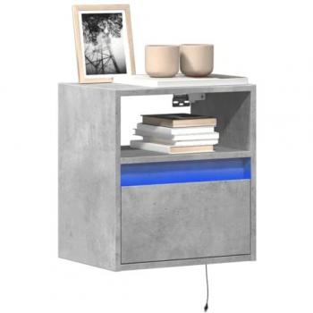 Mobile TV a Parete con Luci LED Grigio Cemento 41x31x45 cm