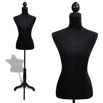 VidaXL Ladies Bust Display Black Female Mannequin Female Dress Form