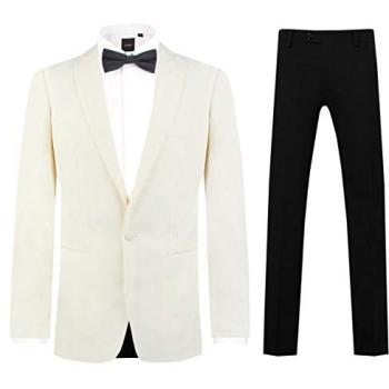 Dual Color Tuxedo Ensemble (White Jacket, Cream Trims) – 42S