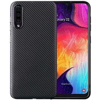 Black Samsung Galaxy A50 Case with Carbon Fiber Pattern by MTP Products