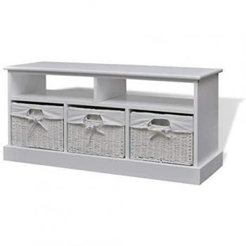 VidaXL Cassapanca Panca Cassetti Stoccaggio Panchina Contenitori Aarau Bianco