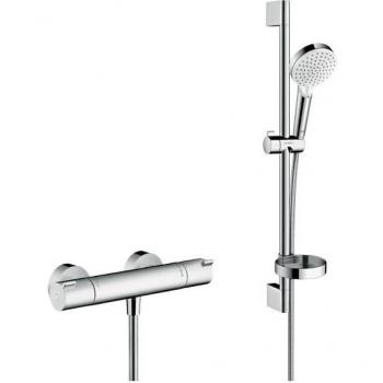 Ecostat Combo Hansgrohe: Grifo Mezclador + Ducha Crometta Vario con Jabonera