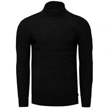 Rusty Neal Herren Stehkragen Strickpullover Schwarz Feinstrick Business Streetwear