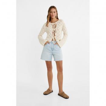 Stradivarius Vanilla Cutwork Tie Cardigan M