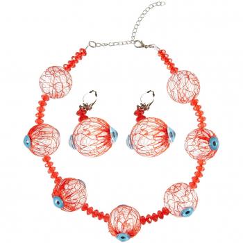 Pendientes y Collar Halloween Ojos