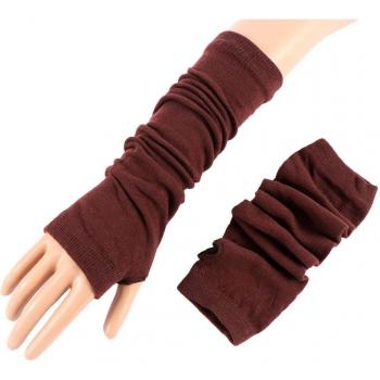 Thin Knit Letter Print Fingerless Gloves