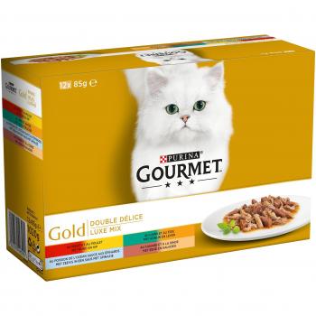 Gourmet Gold Double Délice Repas pour chat adulte au Bœuf en Gelée 12 x 85 g