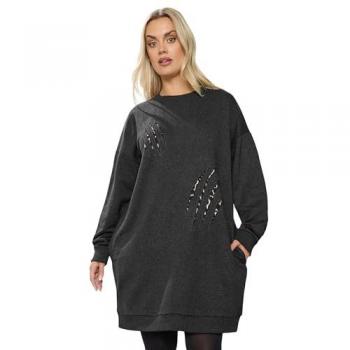Leopard Graphic Grey Sweatshirt Dress (Women) – Size 20