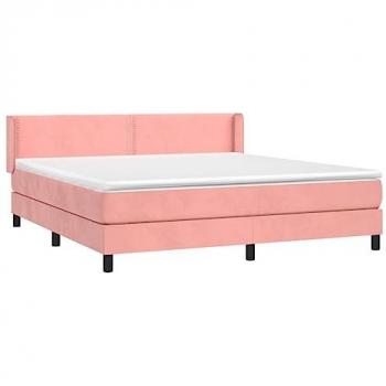 Lit Rembourré avec Matelas, 160x200 cm, Velours Rose