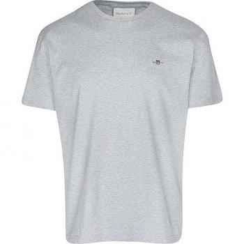 GANT Men's Regular Fit Short Sleeve Shield Logo T-Shirt in Gray Melange, size 4XL