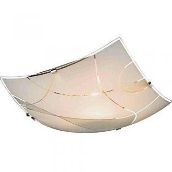 Lampada da soffitto design con vetro satinato e decorazioni in pietra, cromo, Globo 40.402-2