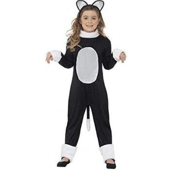 Disfraz de Gata Negra Smiffys 33156L, Traje con Cola y Orejas, Talla L, Edad 10-12 años