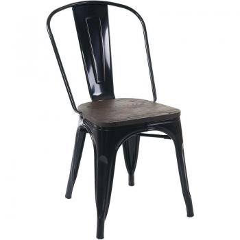 Sedia Bistrot Retrolegno Nera con Telaio Metallo HHG 893