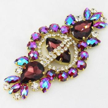 Shiny Green Candy Rhinestone Decoration with Gold Metal Base