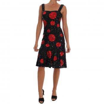 Abito Dolce & Gabbana A Trapezio con Paillettes Rossi e Neri
