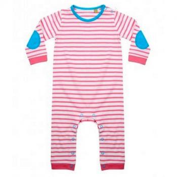 Larkwood Baby Boy Long Sleeve Striped Bodysuit with Snap Closure (Pale Pink/White, Size 0-3 Months)