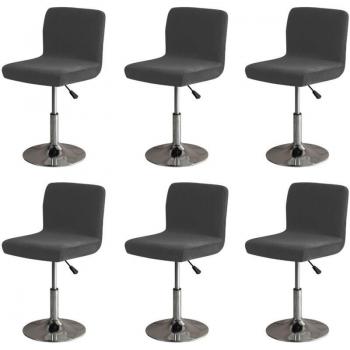 Couvre-chaise extensible noire à dossier, 6 pièces