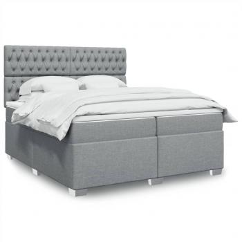 VidaXL Cama box spring con colchón tela gris claro 200x200 cm
