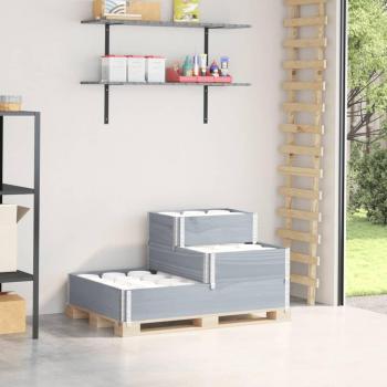 VidaXL Pine Wood 3-Tier Raised Garden Bed Grey 120x80 cm