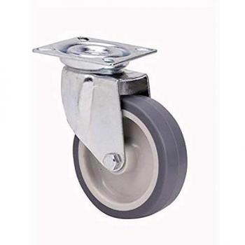 Roue Pivotante Grise avec Plaque 8 cm