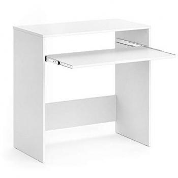Bureau Nils, Blanc, 79 x 43 cm avec rangement pour clavier