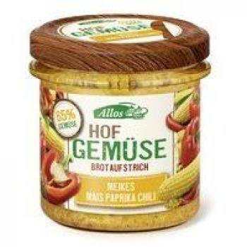 Gemüsereicher Brotaufstrich mit Mais, Paprika und Chili von Allos (Bio)