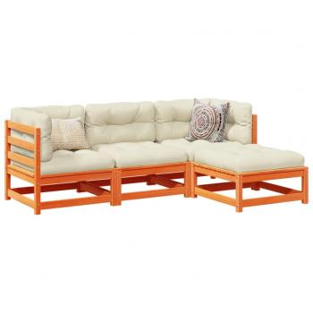 Set de sofás de jardín 4 PCs con cojines de madera pino marrón