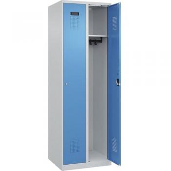 Cabinet de rangement Evolo Plus 600 mm × 500 mm × 1850 mm – couleur grise/bleu léger