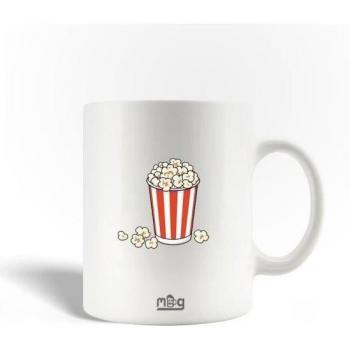 Mug Cinéma Popcorn – Céramique 30 cl, Blanc, Lave‑vaisselle
