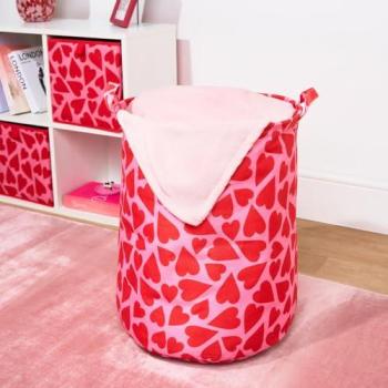 Vibrant Pink Heart Pattern Storage Box