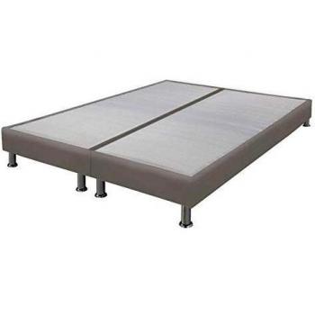 Sommier tapissier 90+90x200 avec jeu de pieds Omega Simili Taupe 18 Lattes