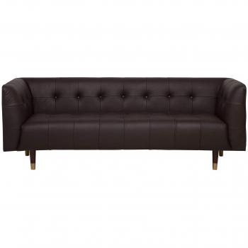 Vintage Inspired Brown Split Leather 3 Seater Sofa with Stylish Button Accents