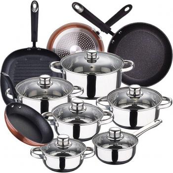 Kit Acciaio Inox San Ignacio: 12 padelle + grill alluminio forgato