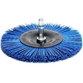 Brosse de ponçage 100 mm nylon fin avec queue hexagonale 1/4 '