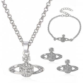 Set de Accesorios Saturno Corazón en Plata