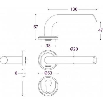 Béquille Double Vercy AH200 L 471 – Rosace Bezault Inox Brossé 304