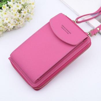 Bolso bandolera de color sólido para móvil y portatarjetas