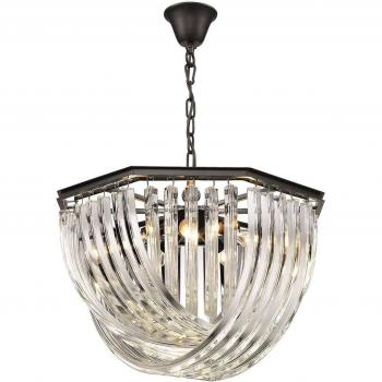 Netlighting Spring 5 Light Ceiling Pendant Black Chrome Clear with Crystals E14