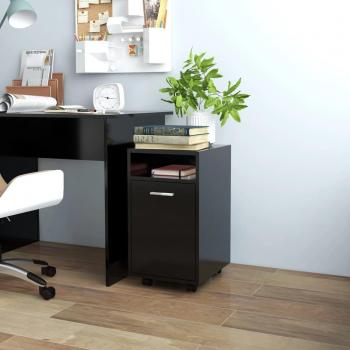 VidaXL Black Side Cabinet with Wheels 33x38x60 cm Engineered Wood