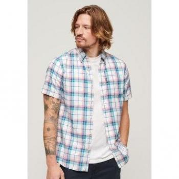 Camisa Superdry de Manga Larga en Cuadros Blancos