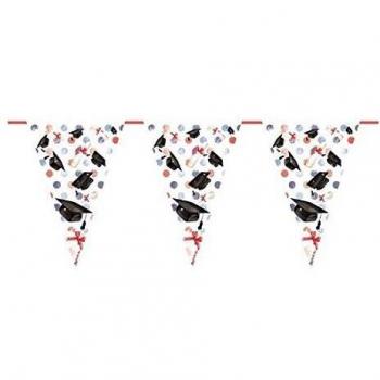 Festone personalizzato con bandiere di plastica per Laurea in PVC di mt. 10 e 6x29cm