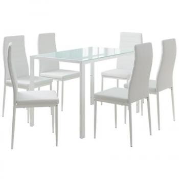 Vicco mesa de comedor Grand, 120 x 75 cm, blanco, incluye 6 sillas